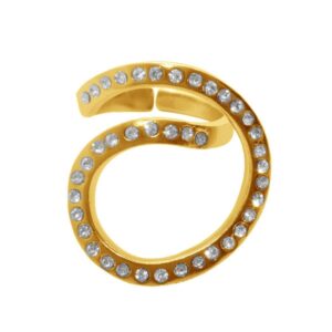 1576 R62076.11 Bague doree a lor fin 24 carats en tourbillon couvert de cristaux clairs.jpg