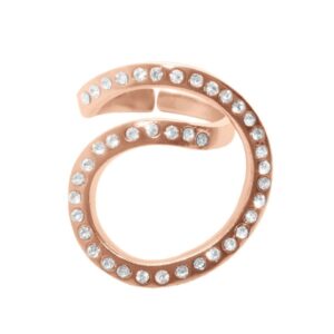 1577 R62076.51 Bague doree a lor rose fin 24 carats en tourbillon couvert de cristaux clairs.jpg